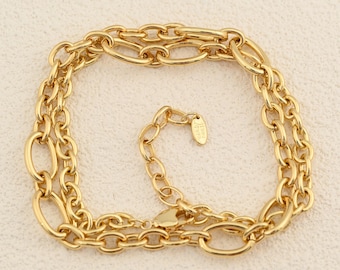 Collar de cadena dorada de moda con eslabones ovalados gruesos, estilo minimalista, 35+15 cm