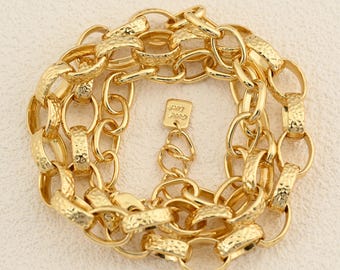 Collar llamativo de eslabones ovalados con textura esculpida y estética contemporánea de cadena de 59+6 cm