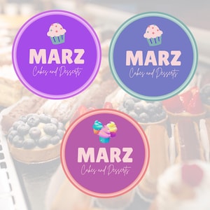 3 Logo Design Set, Logo Template, Cake Logo, Dessert Logo, Bake Logo, Business Logo, Cupcakes Logo, Sweet Logo, Logo Design Custom