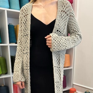 Oversized Cotton Sweater: White Open Front Cardigan, Handmade Cozy Knitwear for Women