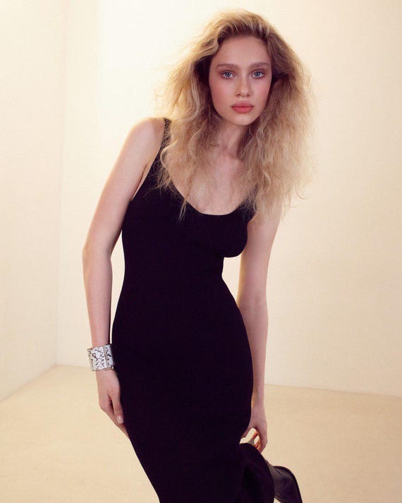 Black Ribbed Knit Maxi Dress – Sleeveless Bodycon Evening Outfit