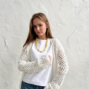 Long Cotton Duster Cardigan: Handmade Italian Cotton Sweater, Lightweight Open Front Coat