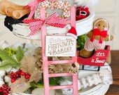Mini MRS CLAUS Bakery Ladder. Mini Christmas Tray Ladder. Distressed Red Tiered Tray Ladder Decor. 9.5 Tall Bakery Decor.
