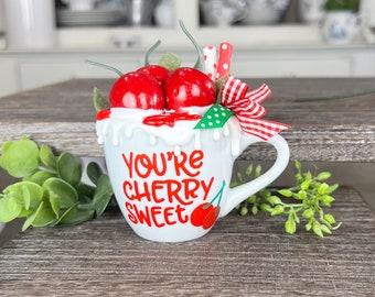 Mini CHERRY Mug. *Mini Espresso Mug* ~ Mini You’re Cherry Sweet Mug. Farmhouse Decor.
