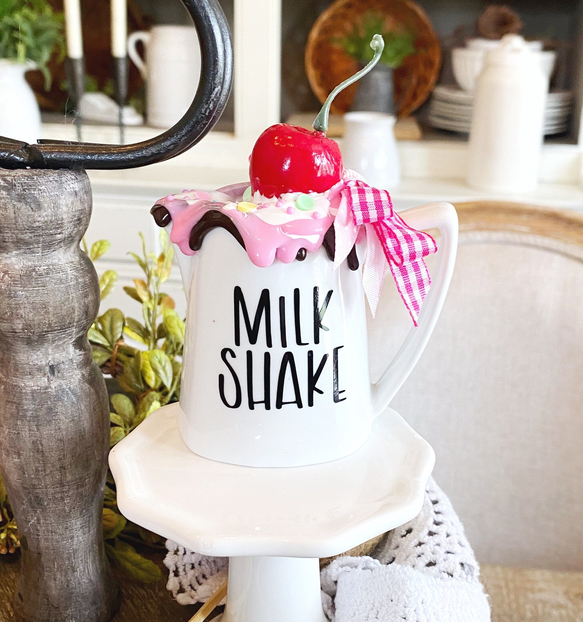 Mini MILKSHAKE Pitcher Ice Cream Tray Decor. *white Mini Pitcher ...