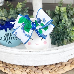 Blueberry Marshmallow Mug BOW Crown for CERAMIC Marshmallow Mug. Bright Blue and White Mug Bow. *Mug not included!