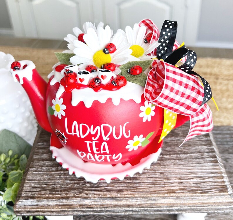 Ladybug TEAPOT. Ladybug Tray Decor. Ladybug Tea Party! Spring Decor - Etsy