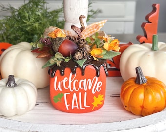 Fall “Wordy” Marshmallow Sweetie! 1 PUMPKIN Marshmallow Cutie for Tiered Tray. Foam FALL Marshmallow.
