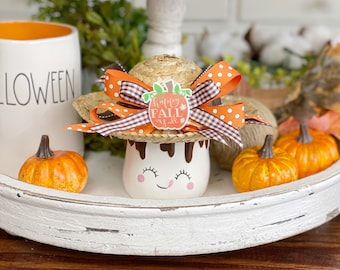 Fall Marshmallow Mug Hat for CERAMIC Marshmallow Mug. ** Straw Hat only!! - No mug