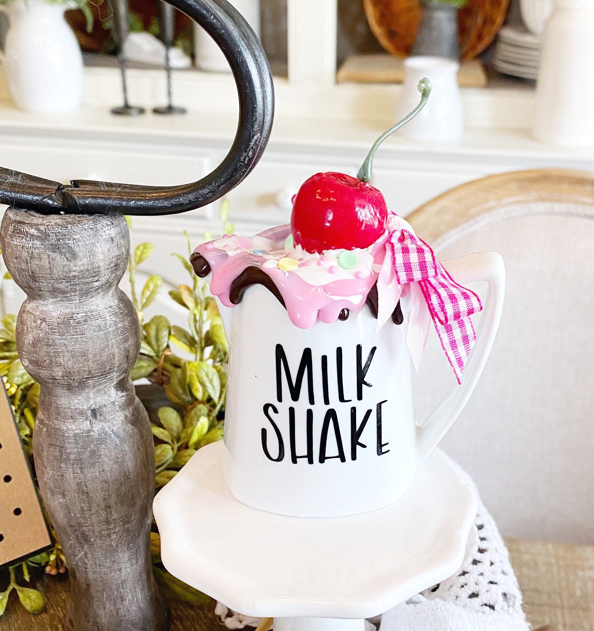 Mini MILKSHAKE Pitcher Ice Cream Tray Decor. *white Mini Pitcher ...