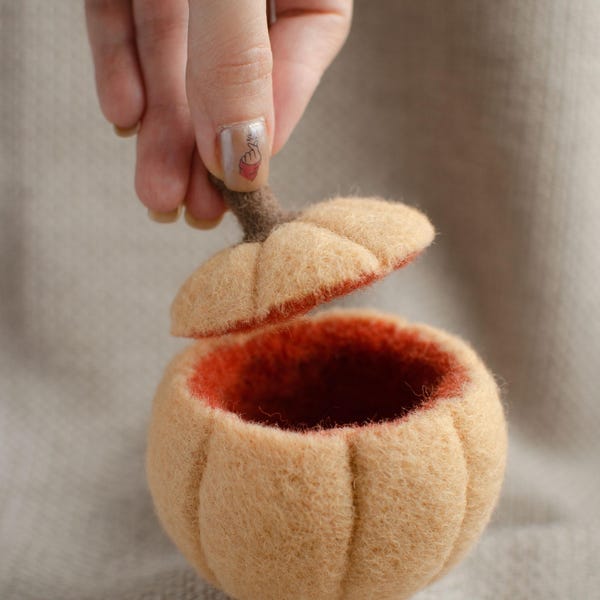 Ein kleiner Ort zum Verstecken: Gefilzte Kürbis Box mit Bedeutung