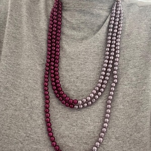 long 2 shades of purple necklace multi strand