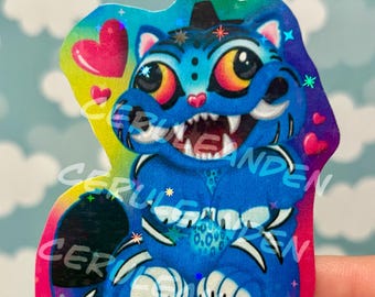 Sticker blauwe geest tijger || Waterdicht en holografisch vinyl