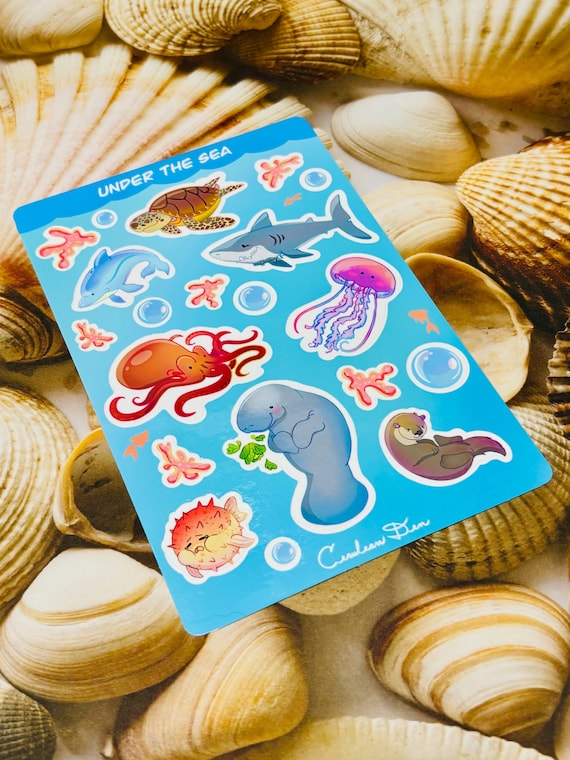 Ocean Animal Sticker Sheet || Waterproof Vinyl