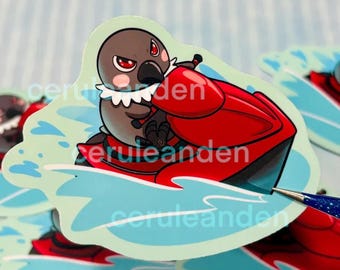 Crow on a Jetski Sticker || Waterproof Vinyl