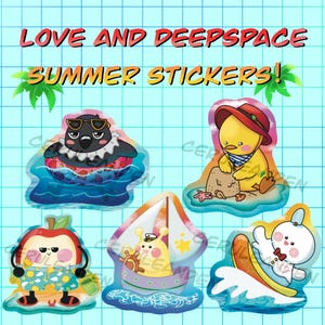 Love and Deepspace Summer Stickers! Waterproof Vinyl LADS Mascots