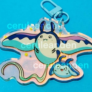 Manta Ray Monsters Keychain || Holographic Acrylic Charm