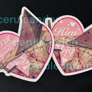 Sticker monstre à tête de pyramide || Vinyle imperméable et holographique