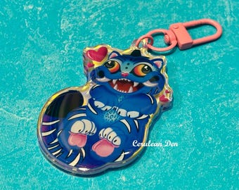 Derpy Blue Tiger Charm || Acrylic Keychain with Front Side Epoxy