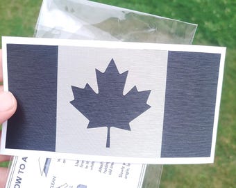 Canada Flag Vinyl Decal – 3M Brushed Black & Silver 3M – 5.5” Weatherproof Sticker