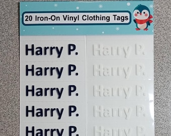 20 Iron-On Name Tags – Handmade Vinyl Clothing Labels