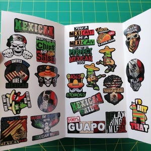 Mexican Pride Sticker Pack – 20+ Waterproof Vinyl Stickers – Mexican Humor, Culture & Slogans – Toolboxes, Bottles, Helmets – Stickonia