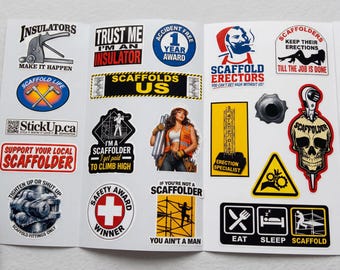 Scaffolder Stickers Pack, Construction Hard Hat Stickers, Waterproof Vinyl, Gift for Worker, Gift for Dad, Boyfriend Gift