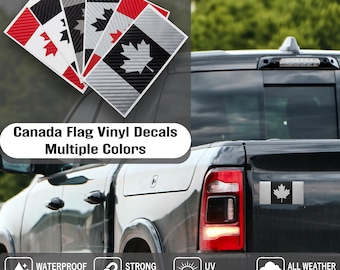 Canada Flag Vinyl Decal, Carbon Fiber, Multiple Colors