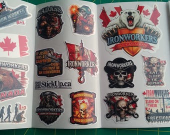 Canadian Ironworker Stickers Pack – Humor, Union Pride, Hard Hat & Toolboxe