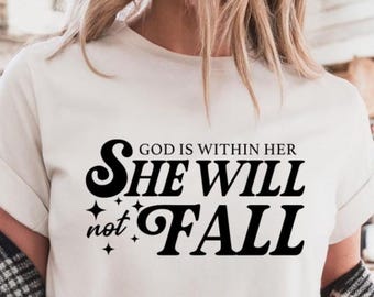 Camiseta cristiana, camiseta con mensaje de fe, camiseta con versículo bíblico del Salmo 46:5, camiseta con mensaje de fe para mujer, regalo de camiseta con escritura religiosa