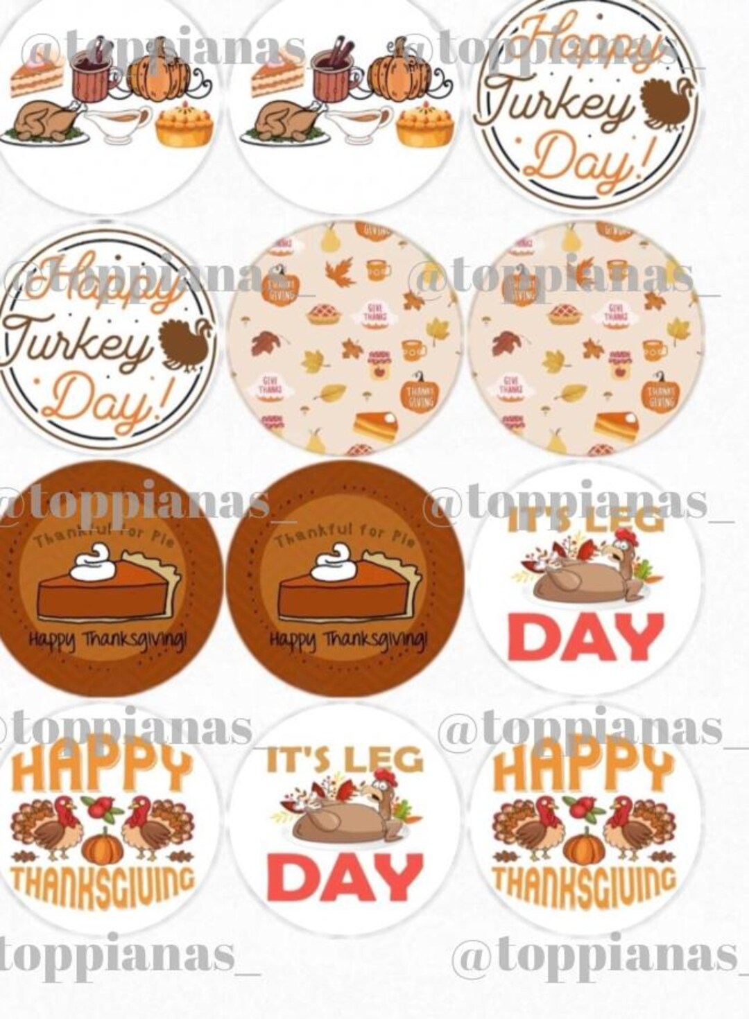 Thanksgiving Ramo Toppers Thanksgiving Edible Toppers - Etsy