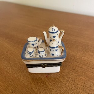 ceramic Trinket box - with tea set/ tea party decoration