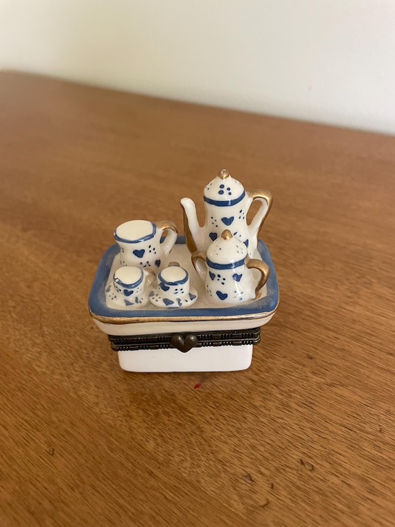 ceramic Trinket box - with tea set/ tea party decoration