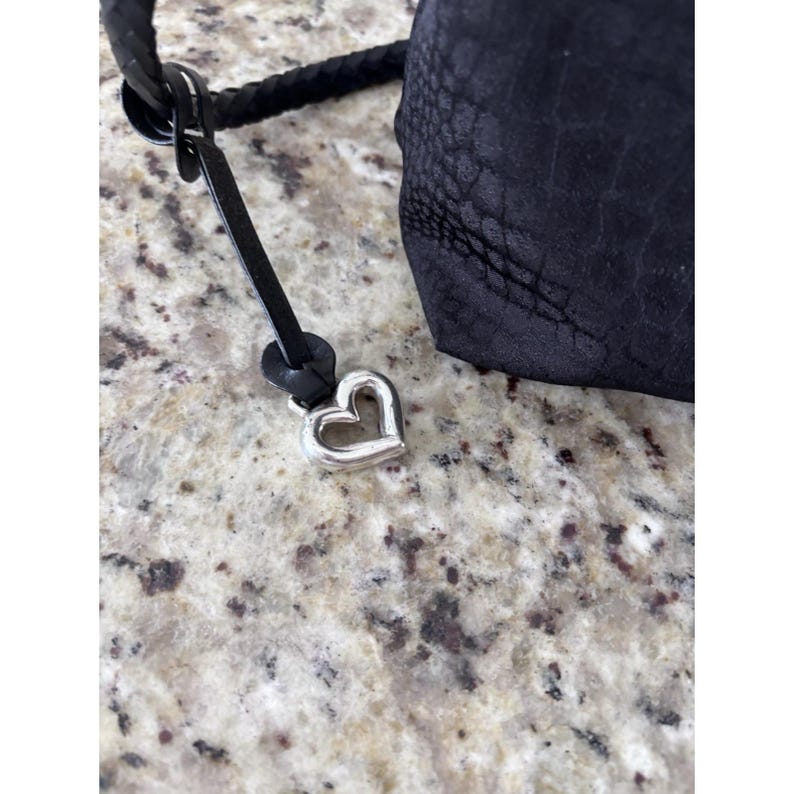 Brighton Croc Pattern Fabric Handbag Black Shoulder Purse Braided Leather Strap image 9