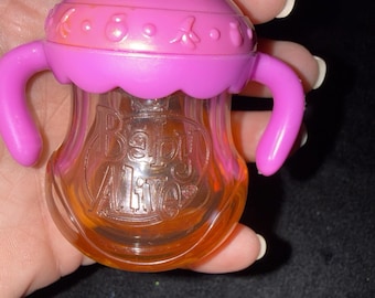 Pink clear BABY ALIVE Doll Disappearing Juice Sippy Cup Replacement Bottle 5387