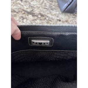 Brighton Croc Pattern Fabric Handbag Black Shoulder Purse Braided Leather Strap image 6