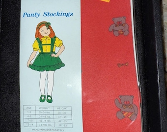Vintage Girls Red Panty Stockings Nylon Size 4-6Years Made In USA Seamless 5198