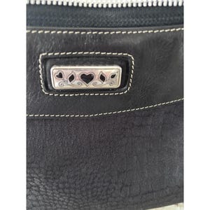 Brighton Croc Pattern Fabric Handbag Black Shoulder Purse Braided Leather Strap image 8