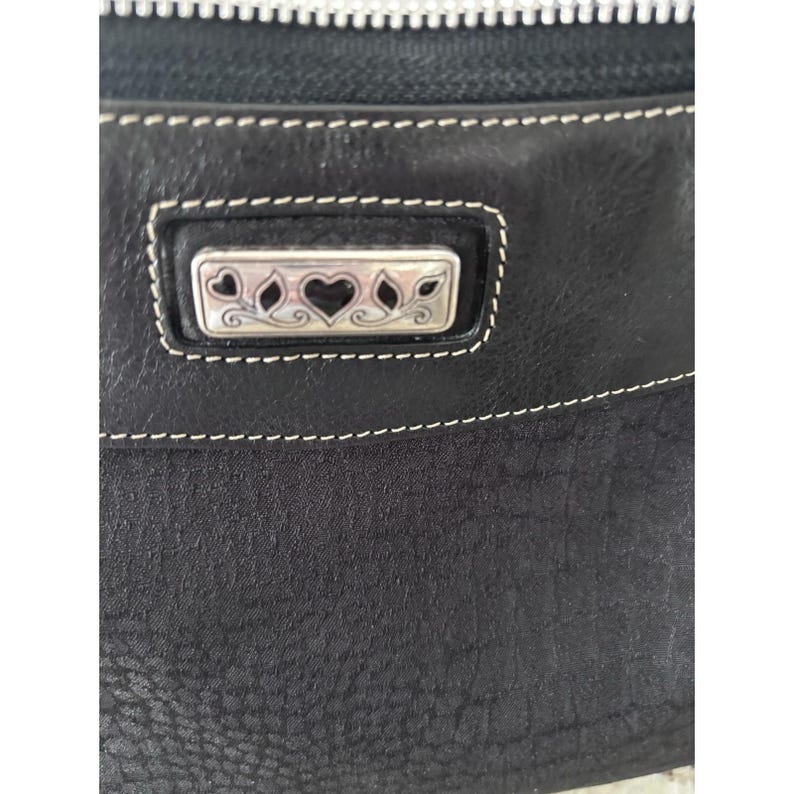 Brighton Croc Pattern Fabric Handbag Black Shoulder Purse Braided Leather Strap image 8