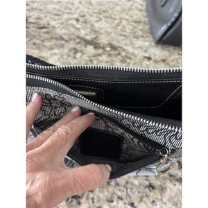 Brighton Croc Pattern Fabric Handbag Black Shoulder Purse Braided Leather Strap image 3