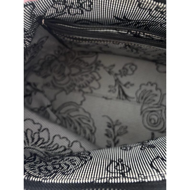 Brighton Croc Pattern Fabric Handbag Black Shoulder Purse Braided Leather Strap image 7