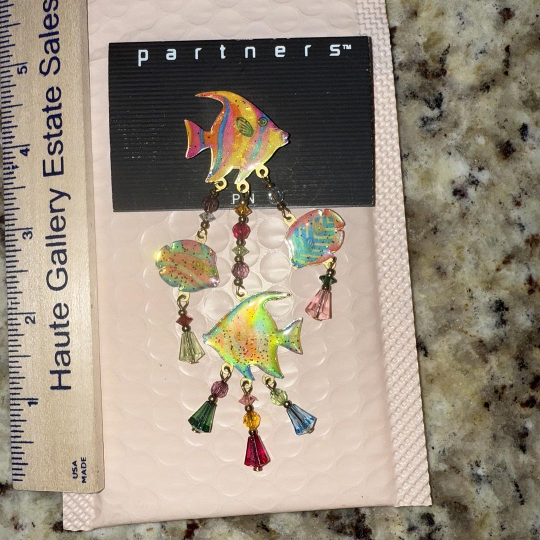 Flying Fish Pin Module Vintage Pin Brooch Flying Fish Pin Beautiful Green Yellow Jewels 5225 ...