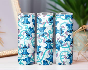 Blue Alien Cartoon Tumbler Wrap Design 20oz  sublimation print