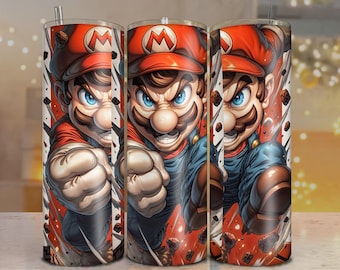 Tumbler Wrap Super Mario: stampa a sublimazione da 20 once (download digitale PNG)