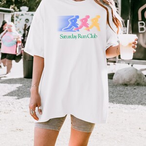 Saturday Run Club Shirt Vintage 90s Graphic T-Shirt Gifts For Runners Outfit Vintage Running Shirt For Her image 5