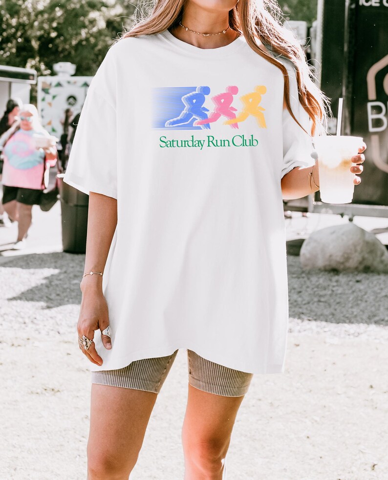 Saturday Run Club Shirt Vintage 90s Graphic T-Shirt Gifts For Runners Outfit Vintage Running Shirt For Her image 5