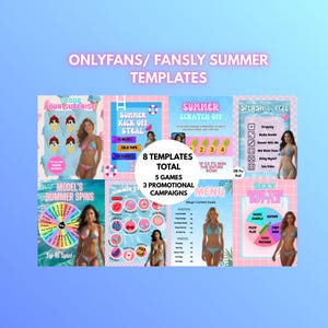 Summer OnlyFans Game Templates: Adult Content Creator Bundle (Canva Editable, Digital Download