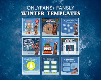 Giochi di suggerimenti invernali: pacchetto per creatori di contenuti festivi per Onlyfans/Fansly (modelli Canva)