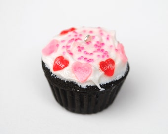 Dark Chocolate Love Cupcake Polymer Clay Charm