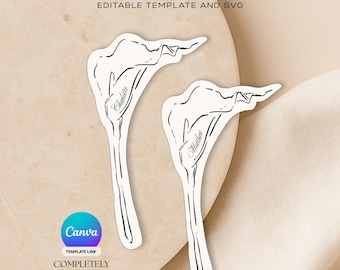 Calla Lily Place Name Card Template: Elegant Wedding & Event Design (Digital Download)